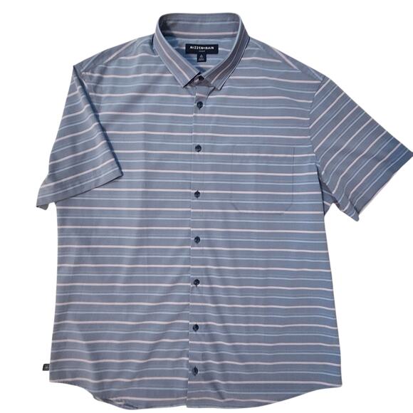 Mizzen & Main Leeward Dress Shirt, Chambray-look Performance Fabric, sz XL - Picture 2 of 11